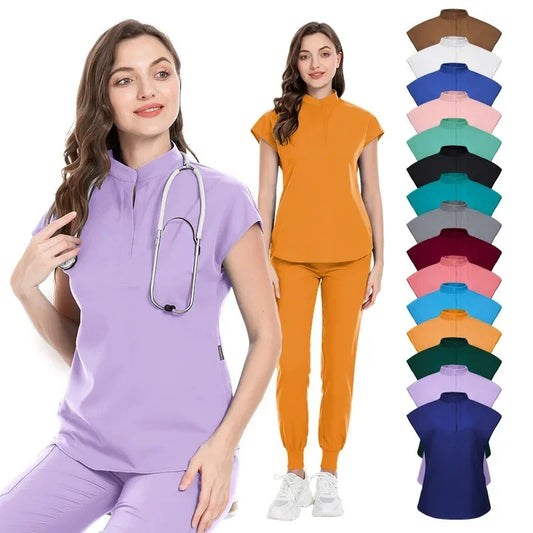 Cralom Women's Short Sleeve Scrubs Set