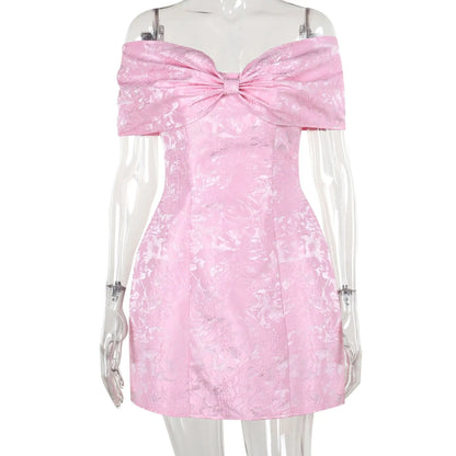 Cralom Elegant Bow Backless Short Skirt Dress | 2025 Summer
