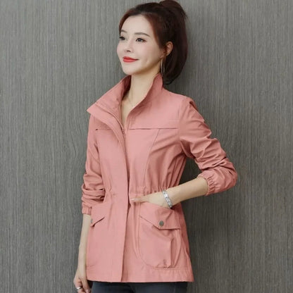 Cralom Khaki Windbreaker Jacket: Modern, High Quality & Elegant Outerwear for Women