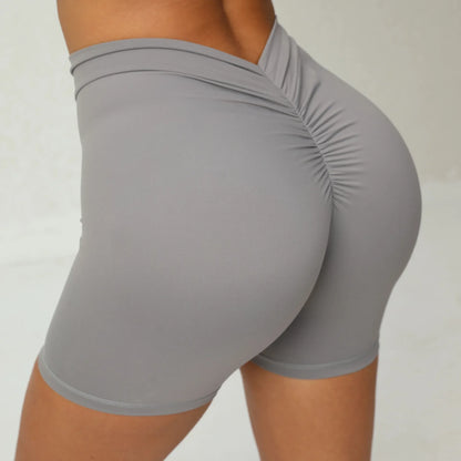 Cralom High-Waist Ruffled Booty Lift Yoga Shorts