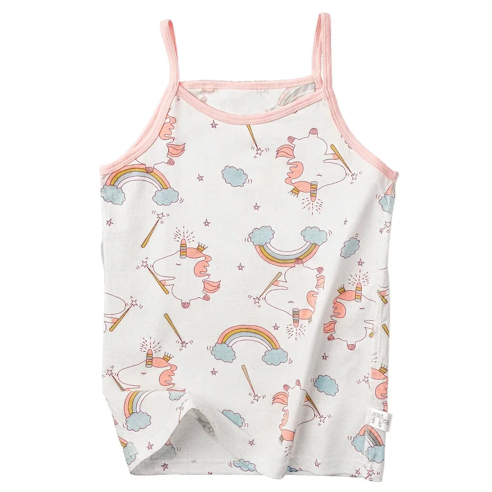 Girls Cotton Singlet Tops Breathable Tank by Cralom - Kids Cartoon Camisole Undershirt