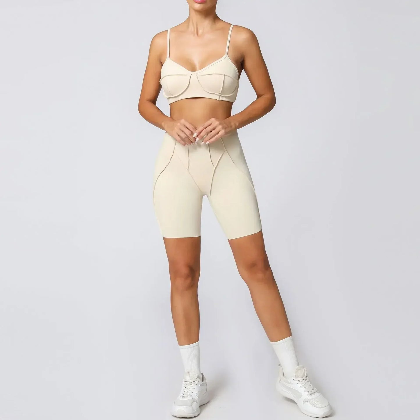 Cralom Seamless Yoga Set: Backless Sports Bra & Hip-lifting Leggings, Fitness Gym Outfit