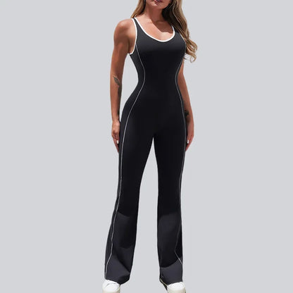 Cralom Color-Block Yoga Bodysuit with Booty-Lifting Flare Pants