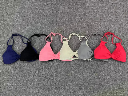 Adjustable Yoga Sports Bra for Women by Cralom: Halter Cross-Back Workout Top