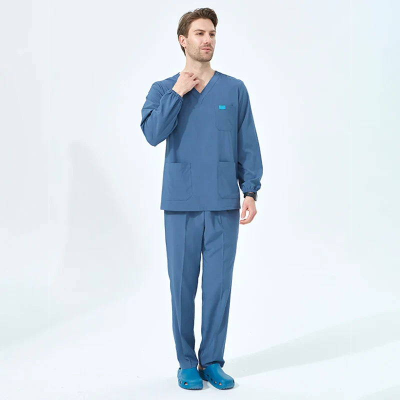 Cralom Unisex Scrub Top & Drawstring Pant Set for Medical, Beauty & Spa