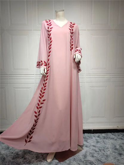 Pink Kaftan Robe for Modest Muslim Women by Cralom: Elegant Abaya Dress Hijab Islam
