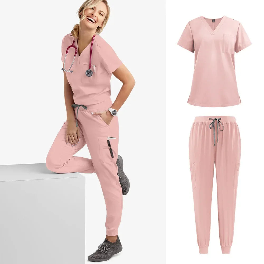 Cralom Multicolour Jogger Scrubs Set with Pocket Pants