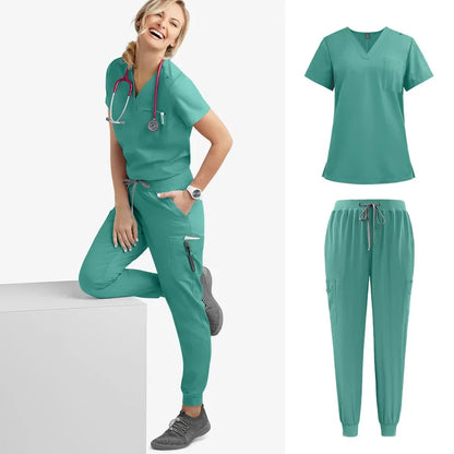 Cralom Multicolour Jogger Scrubs Set with Pocket Pants