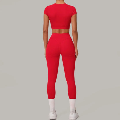 Cralom Seamless Brushed Yoga Set - High Waist Booty Lifting Workout Outfit
