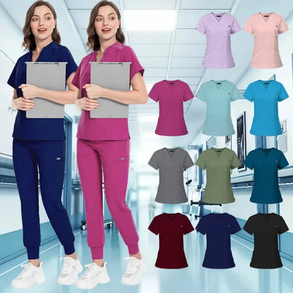 Cralom Nursing Scrub Top - Unisex Solid Color Uniform