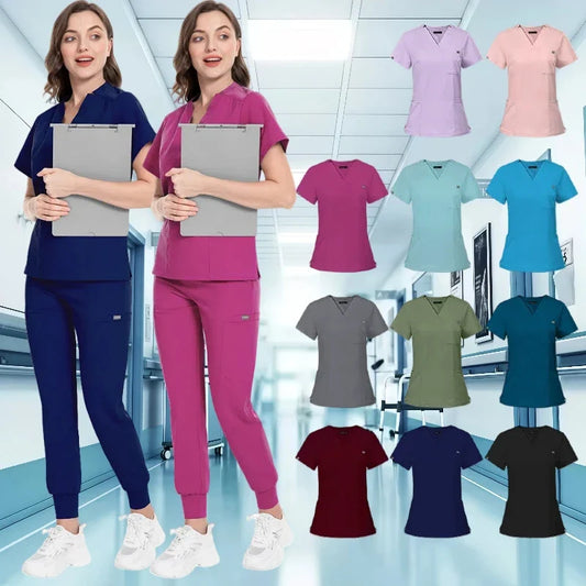 Cralom Nursing Scrub Top - Unisex Solid Color Uniform