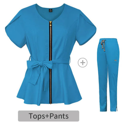 Cralom Beauty Workwear Set: Elastic Blouse & Straight Pants for Women