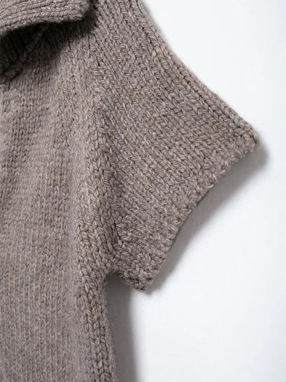 Cralom Vintage Knitted Button Cardigan Sweater for Women Fall Elegant Short Sleeve Knit Top