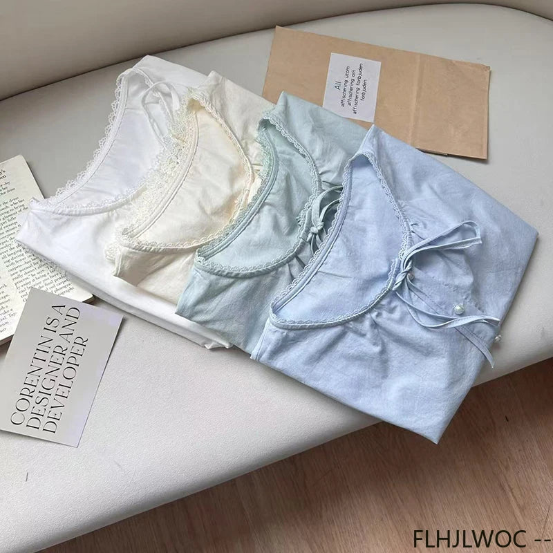 Cralom Lace Peplum Top - Short Sleeve Ruffles Hollow Out White Shirt