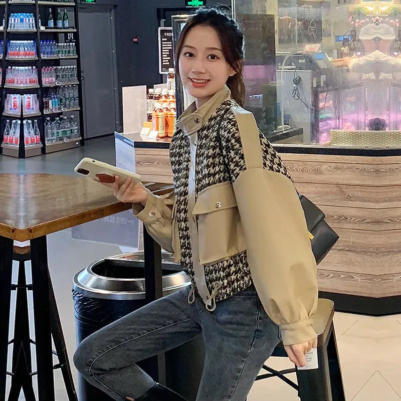 Cralom Women's 2024 Luxury Baseball Crop Jacket Winter Coat for Fashionable Fall Style