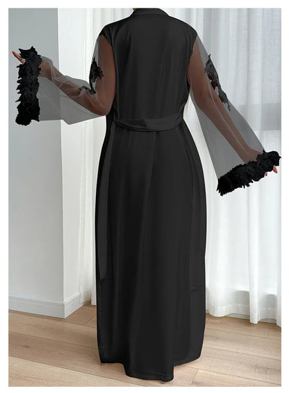 Cralom Lace Trim V-Neck Pajama Robe: Soft, Sexy Sleepwear for Date Night
