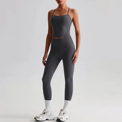 Cralom Naked Feel Seamless Yoga Set: Sports Bra & High-Waisted Leggings