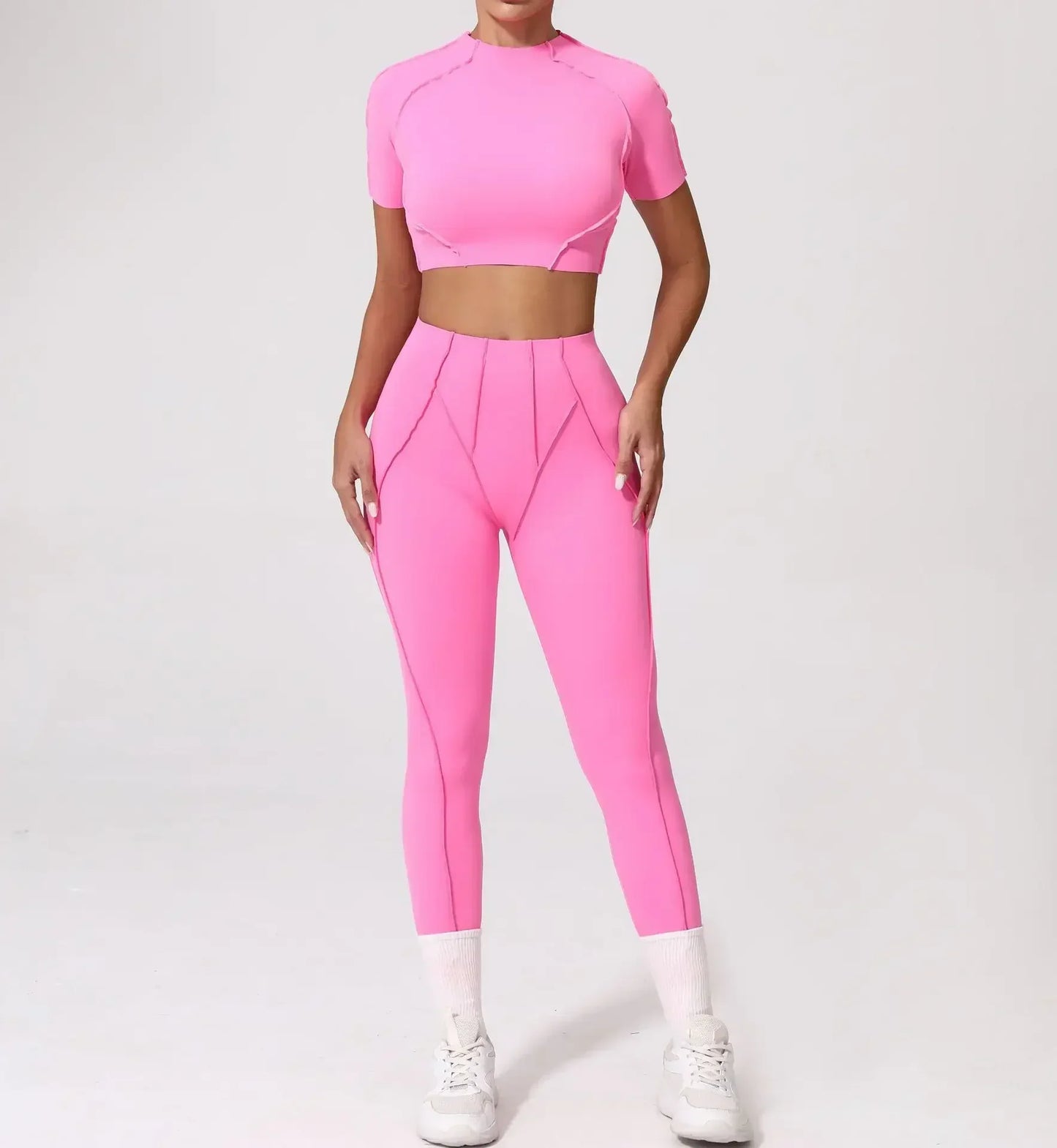 Cralom Seamless Yoga Set: Breathable High-waisted Hip-lifting Trousers for Fitness & Running