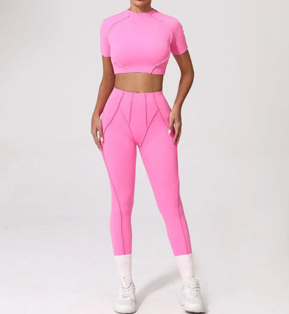 Cralom Seamless Yoga Set: Breathable High-waisted Hip-lifting Trousers for Fitness & Running