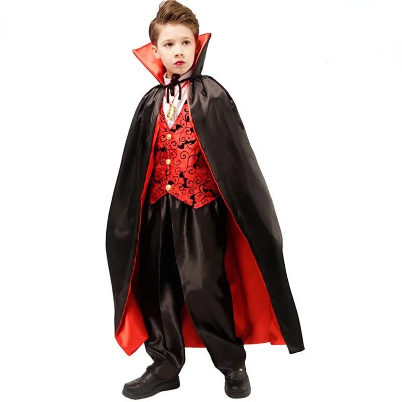 Cralom Boys Vampire Cosplay Costume Kids Halloween Carnival Party Outfit