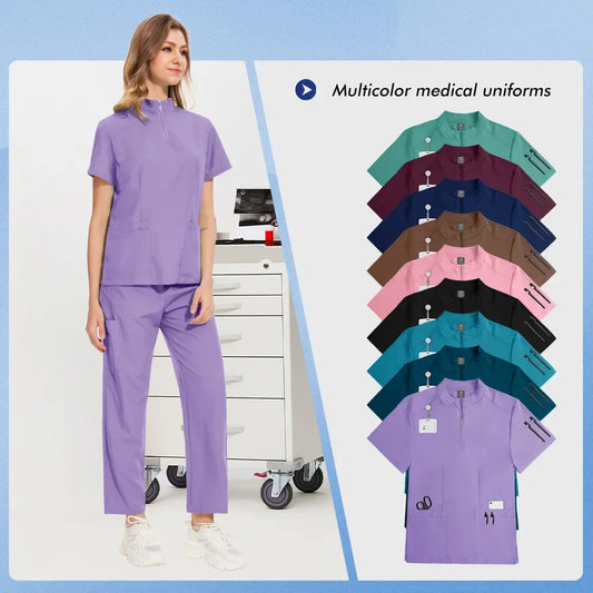 Cralom Women's Nurse Lab Coat & Scrubs Set - High-Quality Medical Uniforms