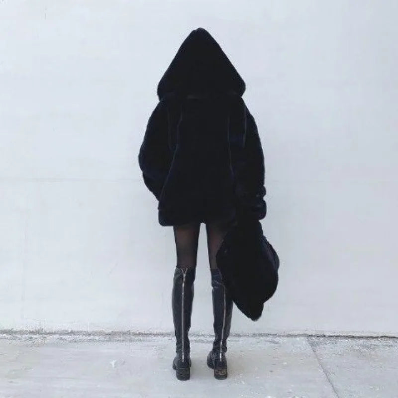 Cralom Loose Mink Fur Imitation Coat for Women - Y2K Harajuku Vintage Style