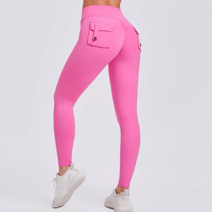 Cralom Seamless Yoga Leggings with Hip-lifting Design & Pocket