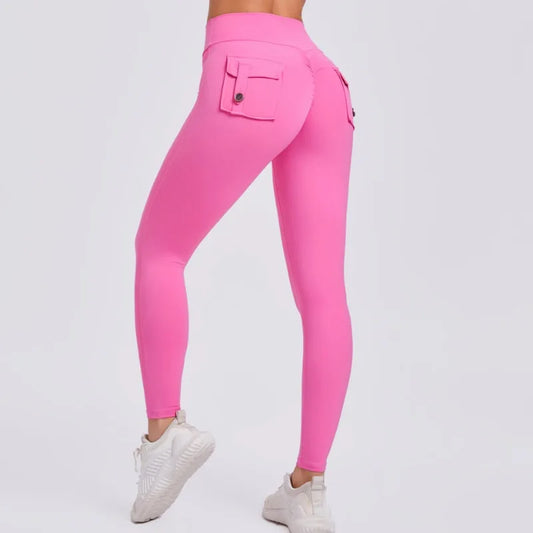 Cralom Seamless Yoga Leggings with Hip-lifting Design & Pocket
