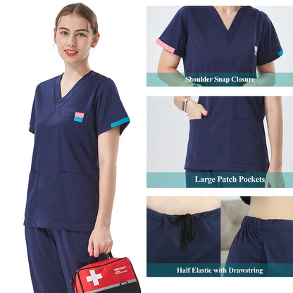 Cralom Unisex Medical Surgical Scrubs Set for Veterinary Workwear