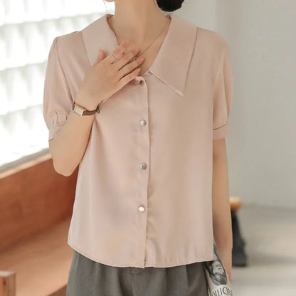 Cralom Pink Chiffon Button-Up Blouse - Summer 2025 Collection