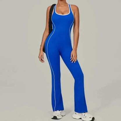 Cralom Seamless Yoga Jumpsuit: Back Hollow Butt Lifting Bootcut Bodysuit