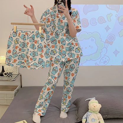 Cralom Hangyodon Pajama Set for Women: Loose, Casual, 3-Piece Loungewear Collection