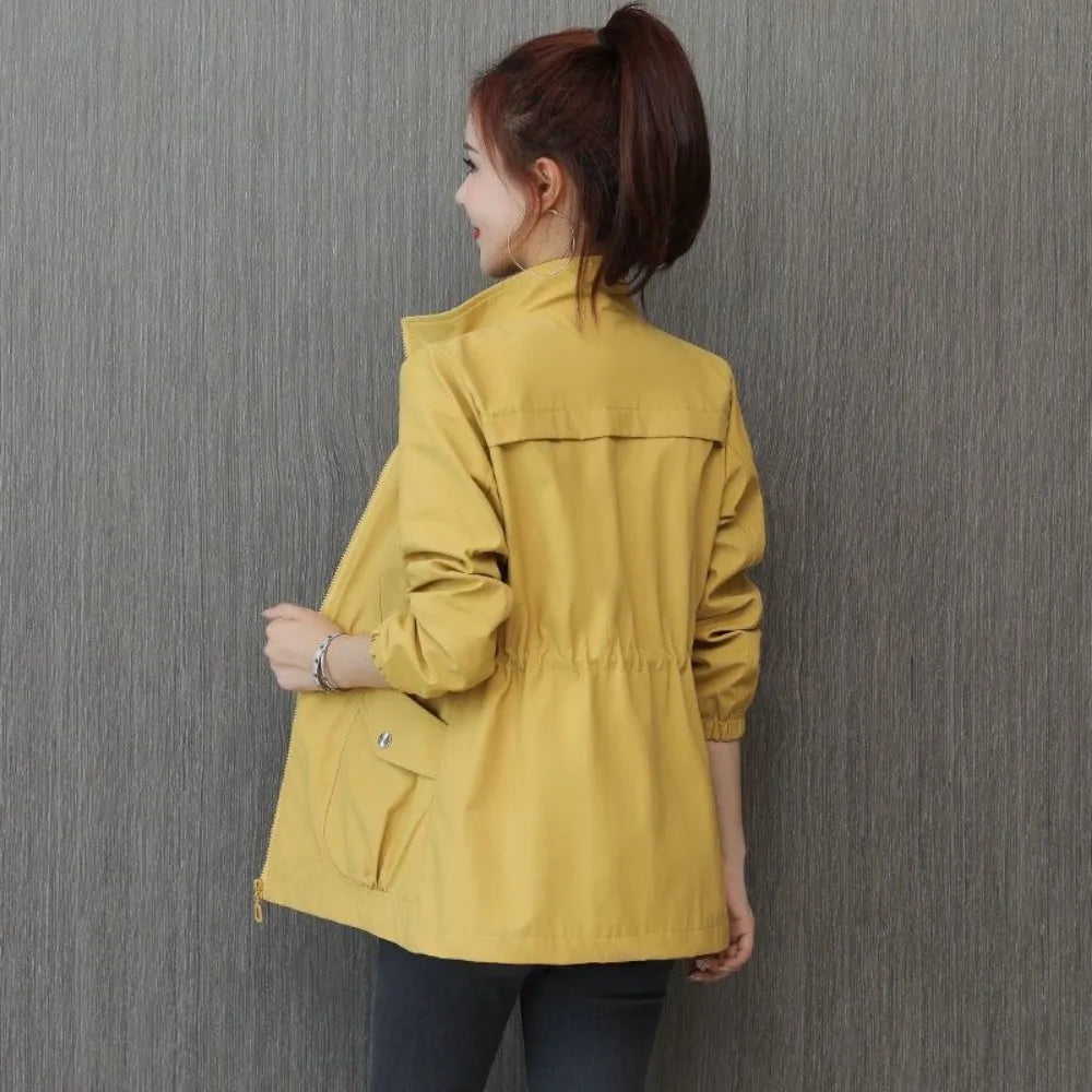 Cralom Khaki Windbreaker Jacket: Modern, High Quality & Elegant Outerwear for Women