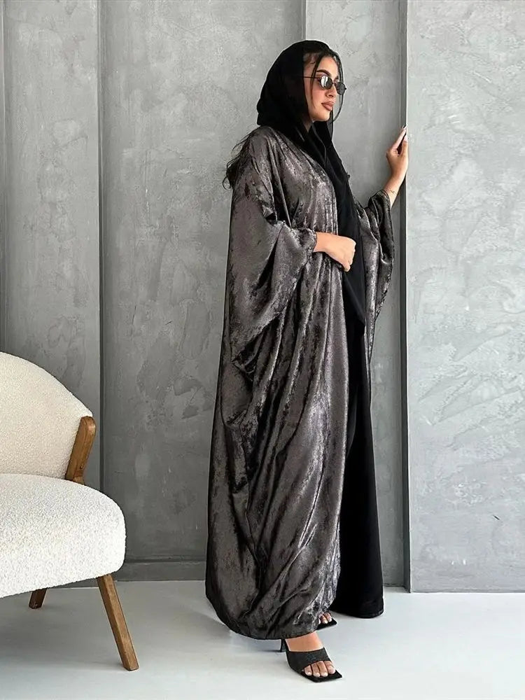 Cralom Shiny Satin Kimono Abaya Dubai Luxury Muslim Kaftan Robe Femme By Cralom Ramadan