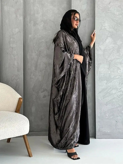 Cralom Shiny Satin Kimono Abaya Dubai Luxury Muslim Kaftan Robe Femme By Cralom Ramadan