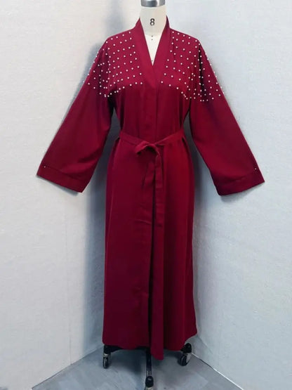 Cralom Luxury Eid Open Abaya Modest Kimono Kebaya Muslim Femme