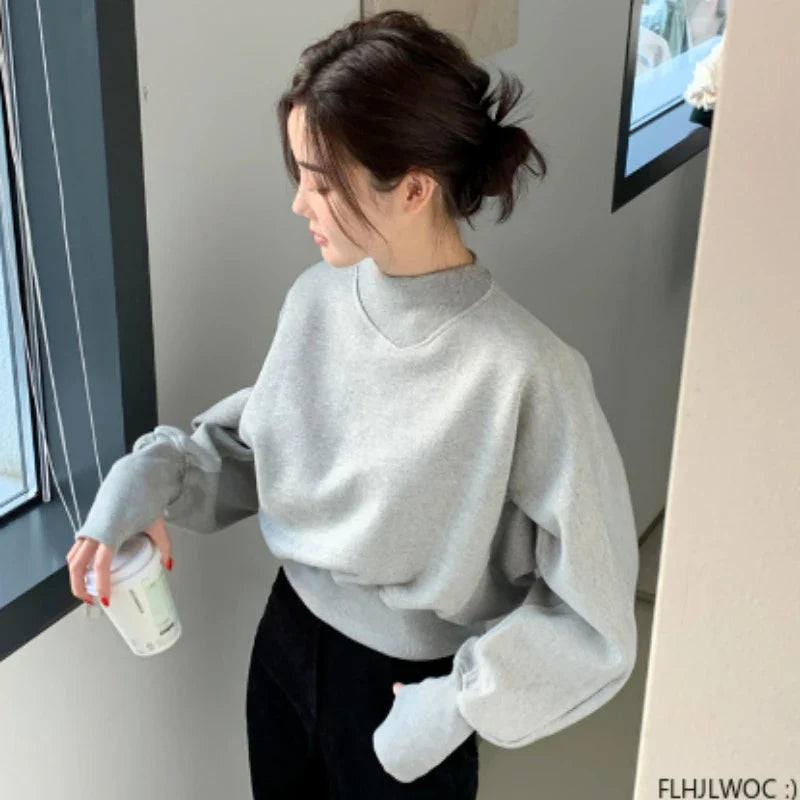 Cute Sweet Girls Knitted Sweaters by Cralom - Gray Basis Pullovers Jumpers
