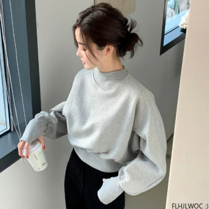 Cute Sweet Girls Knitted Sweaters by Cralom - Gray Basis Pullovers Jumpers