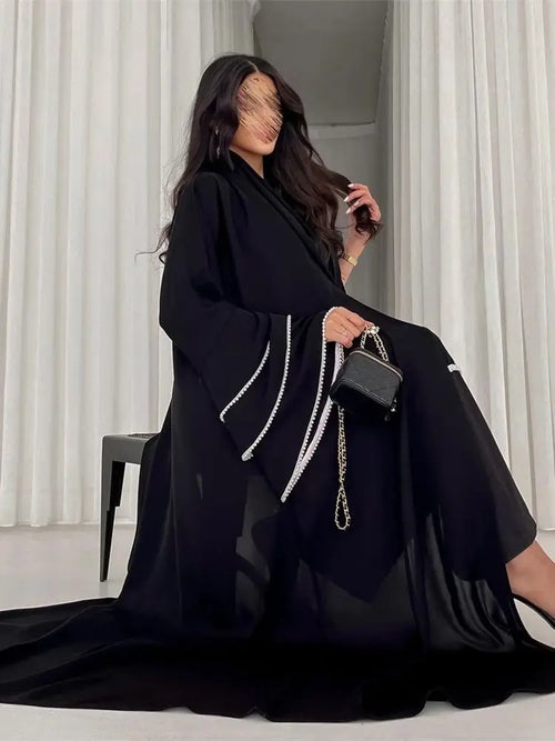 Luxury Eid Black Kimono Abaya by Cralom - 2024 Collection
