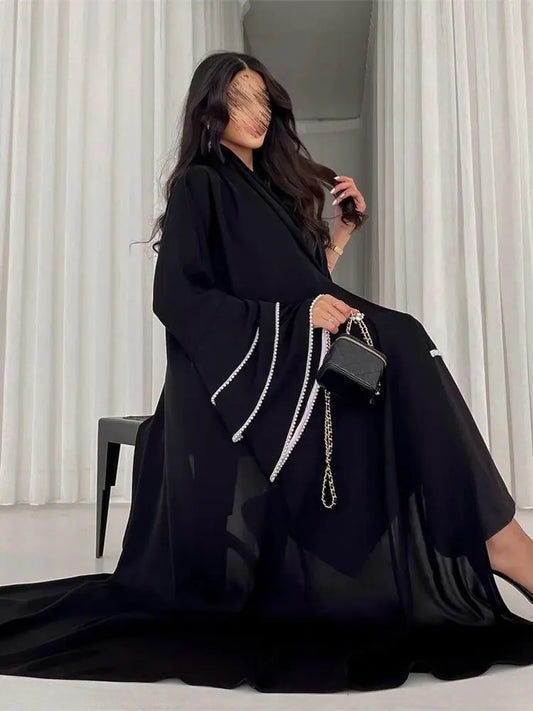 Luxury Eid Black Kimono Abaya by Cralom - 2024 Collection
