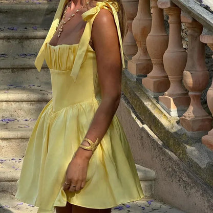 Cralom Lace-Up Waist Cinching Camisole Dress