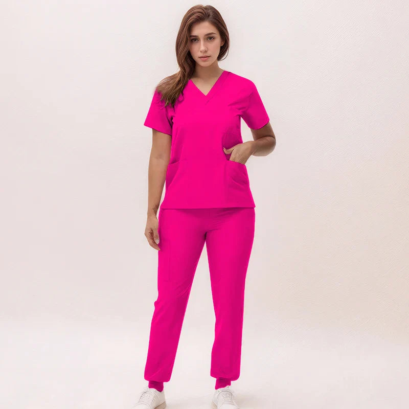 Cralom V-Neck Scrub Set - Premium Nurse Uniform & Doctor Surgical Workwear