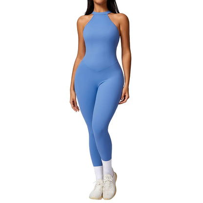 Cralom Sleeveless Backless Jumpsuit for Women - Quick Drying Yoga Bodysuit