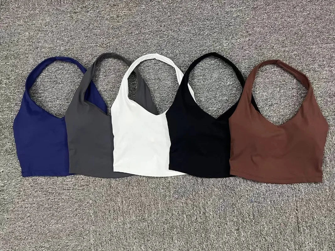 Cralom Halter Neck Sports Bra: Quick-Dry & Supportive for Yoga, Running, Fitness