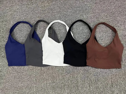 Cralom Halter Neck Sports Bra: Quick-Dry & Supportive for Yoga, Running, Fitness