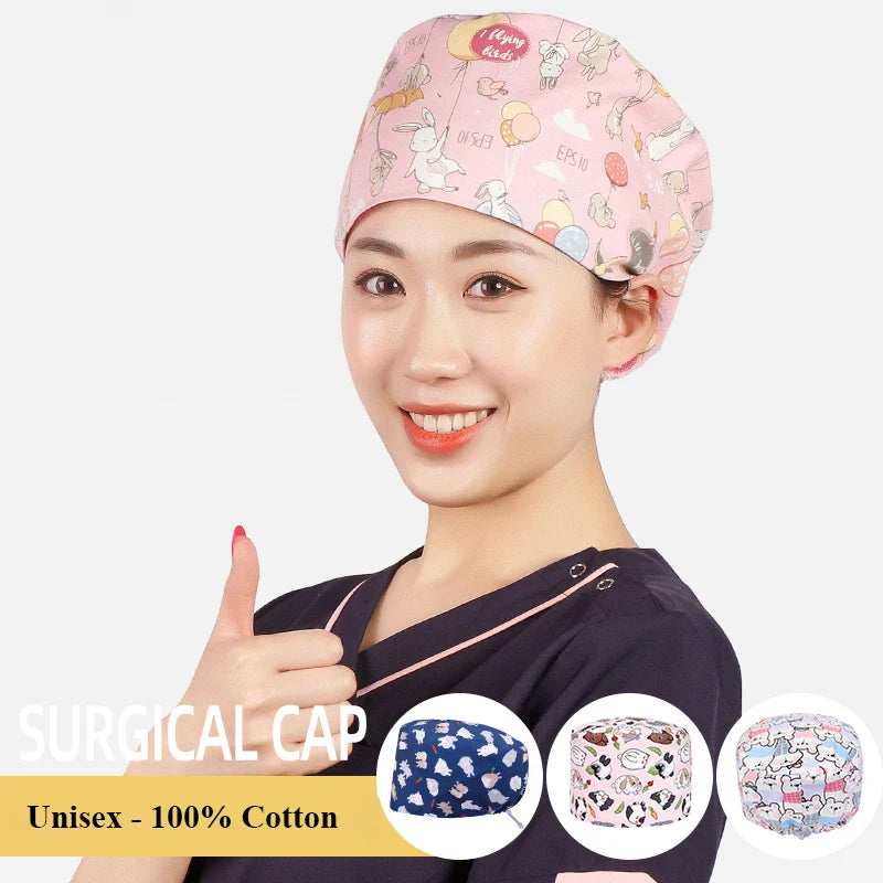 Cralom Cotton Scrub Cap - Unisex Surgical Hat for Healthcare Pros