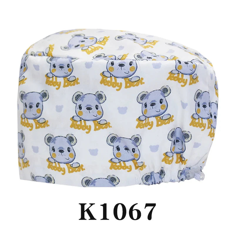 Cralom Cartoon Print Scrub Cap - Comfortable Women's Nurse Hat