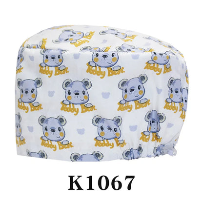Cralom Cartoon Print Scrub Cap - Comfortable Women's Nurse Hat