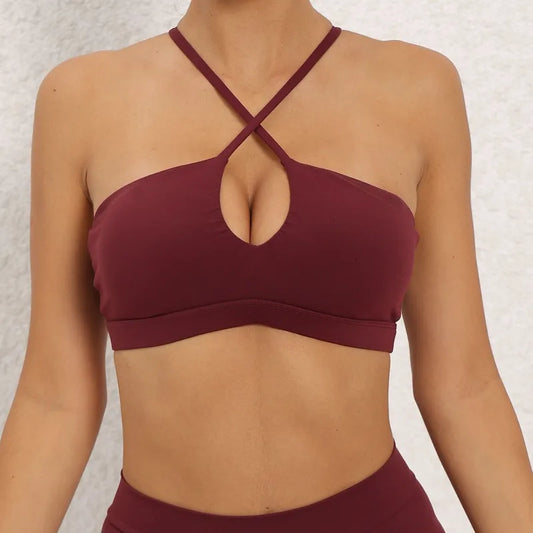 Cralom Cross Back Yoga Bra - Naked Feel Breathable Sports Fitness Top