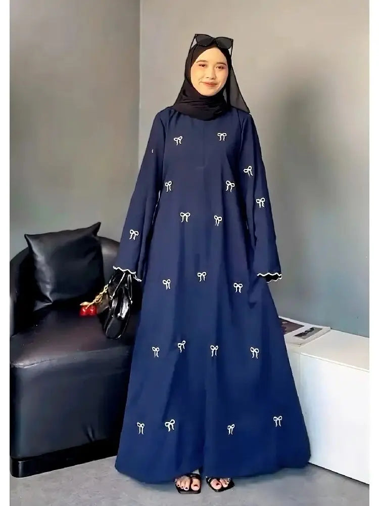 Cralom Butterfly Bow Abaya Kaftan Dress - Stylish Islamic Robe